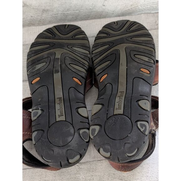 Mens Timberland Brown Leather Sandals With Adjustable Straps Size 10M - Picture 7 of 9